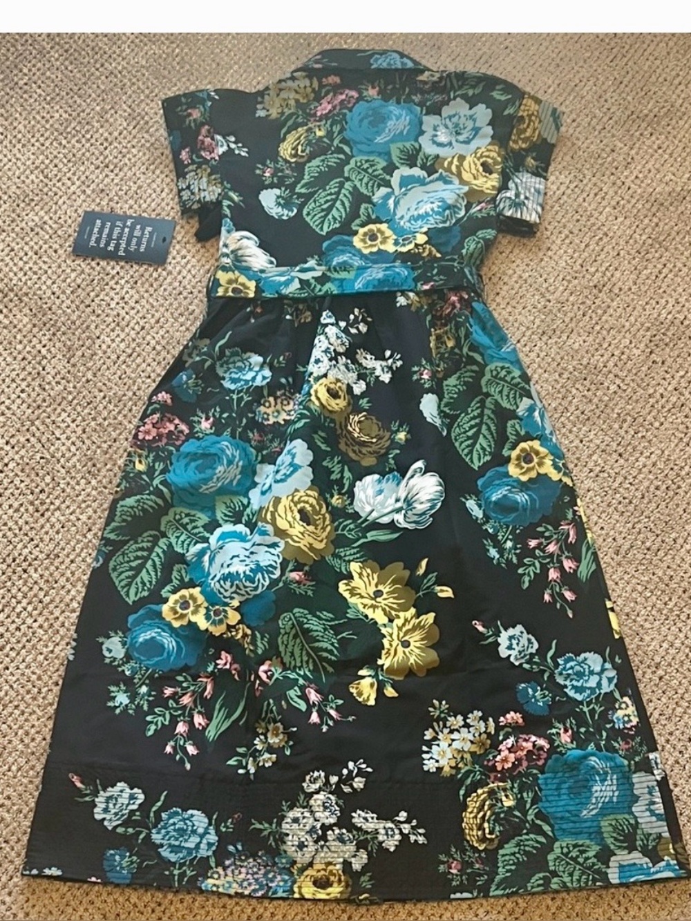 Tuckernuck Chloe Floral Belted Dress - Black, Yellow, Green - Picture 7 of 9